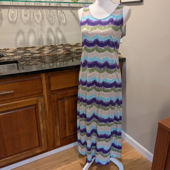 ✨ Woolrich Striped Maxi Tank Dress | Small | Twisted Back Beach Coverup - Picture 1 of 6